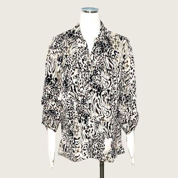NY Collection Woman Leopard Print Blouse NWOT - Picture 1 of 8